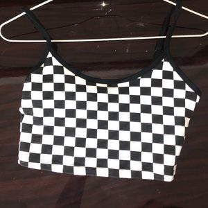 Checkered crop top cami shirt